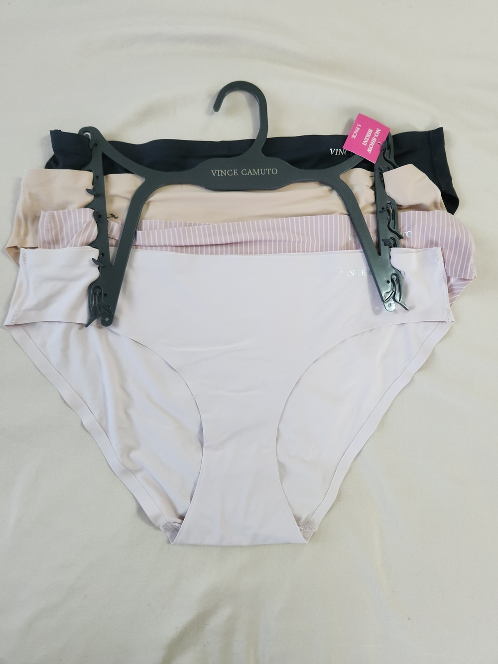 Vince Camuto Bikini Brief 4-Pack in Black, Nude, Blush, Striped Blush
